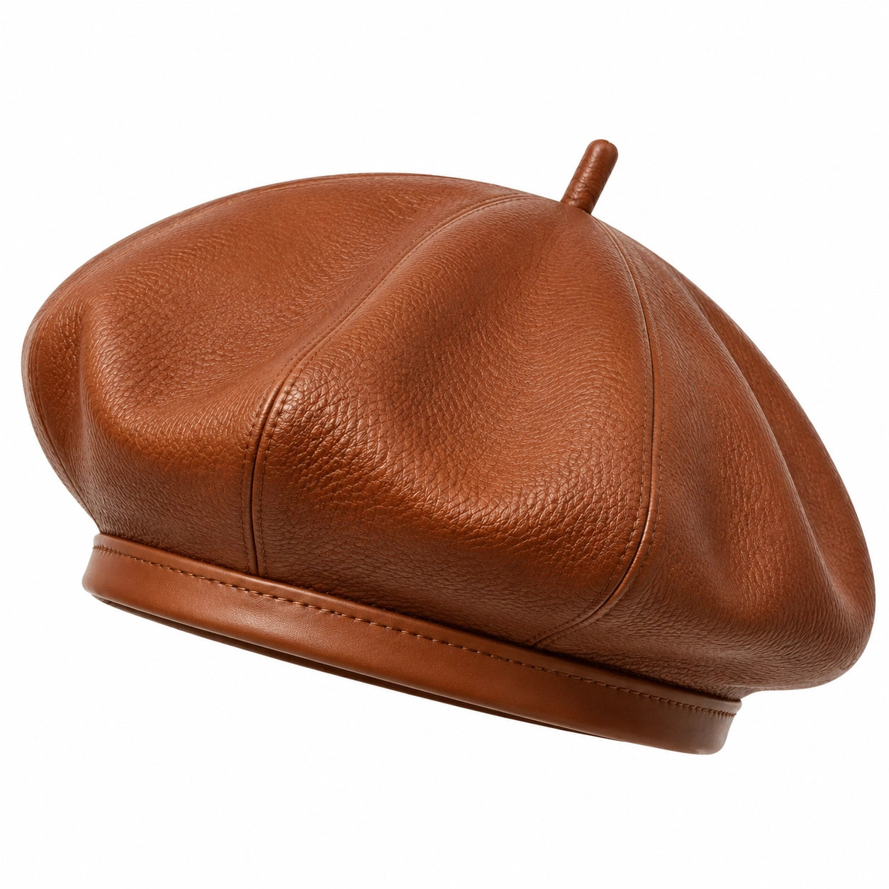 Berretto basco taglia unica in similpelle marrone - stile casual