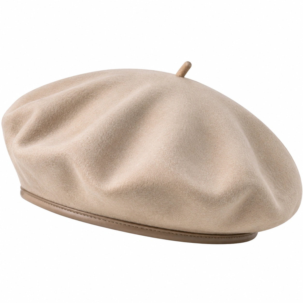 Berretto basco taglia unica beige effetto scamosciato stile classico