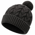 Berretto in maglia grigio scuro con pompon - taglia unica stile invernale