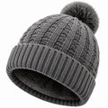 Cappello beanie taglia unica in maglia grigio con pompon per uso invernale