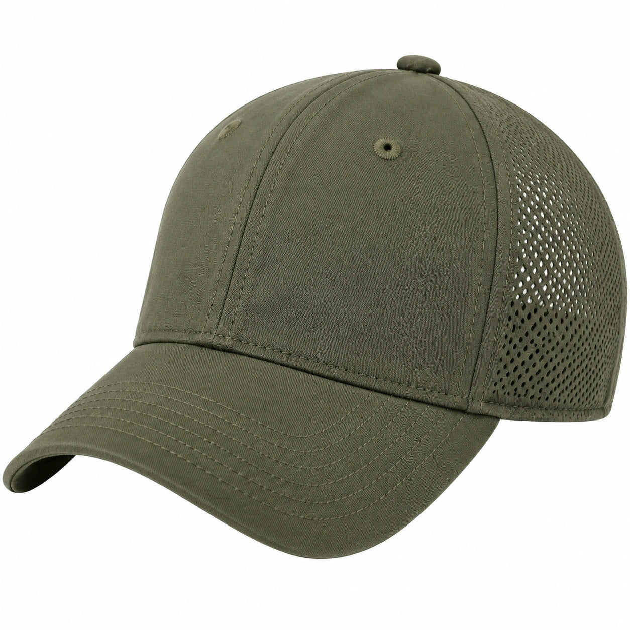 Cappellino da baseball taglia unica in tessuto verde oliva con rete traspirante