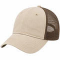Cappellino trucker taglia unica in cotone beige e marrone con rete traspirante