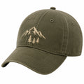 Cappellino da baseball taglia unica in cotone verde oliva con ricamo montagna