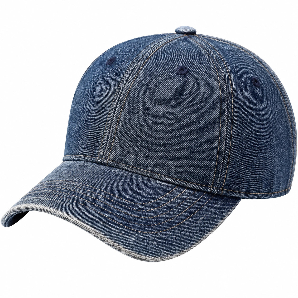 Cappellino da baseball taglia unica in denim blu con visiera curva