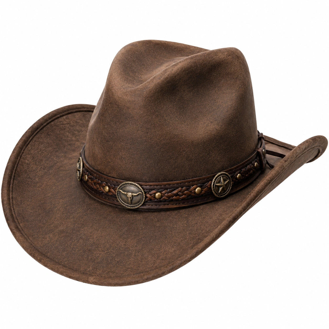Cappello cowboy taglia unica marrone effetto scamosciato stile western