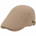 Cappello piatto taglia unica in tessuto beige con fibbia regolabile stile classico