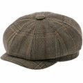 Coppola taglia unica in tessuto effetto tweed marrone con visiera stile classico
