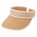 Visiera parasole taglia unica in paglia intrecciata beige stile estivo regolabile