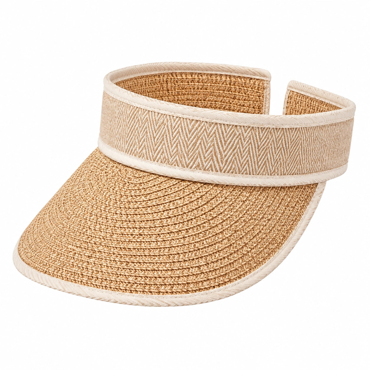 Visiera parasole taglia unica in paglia intrecciata beige stile estivo regolabile