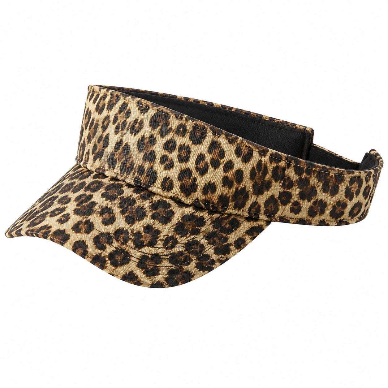 Visiera taglia unica in tessuto beige marrone e nero con stampa animalier per uso quotidiano