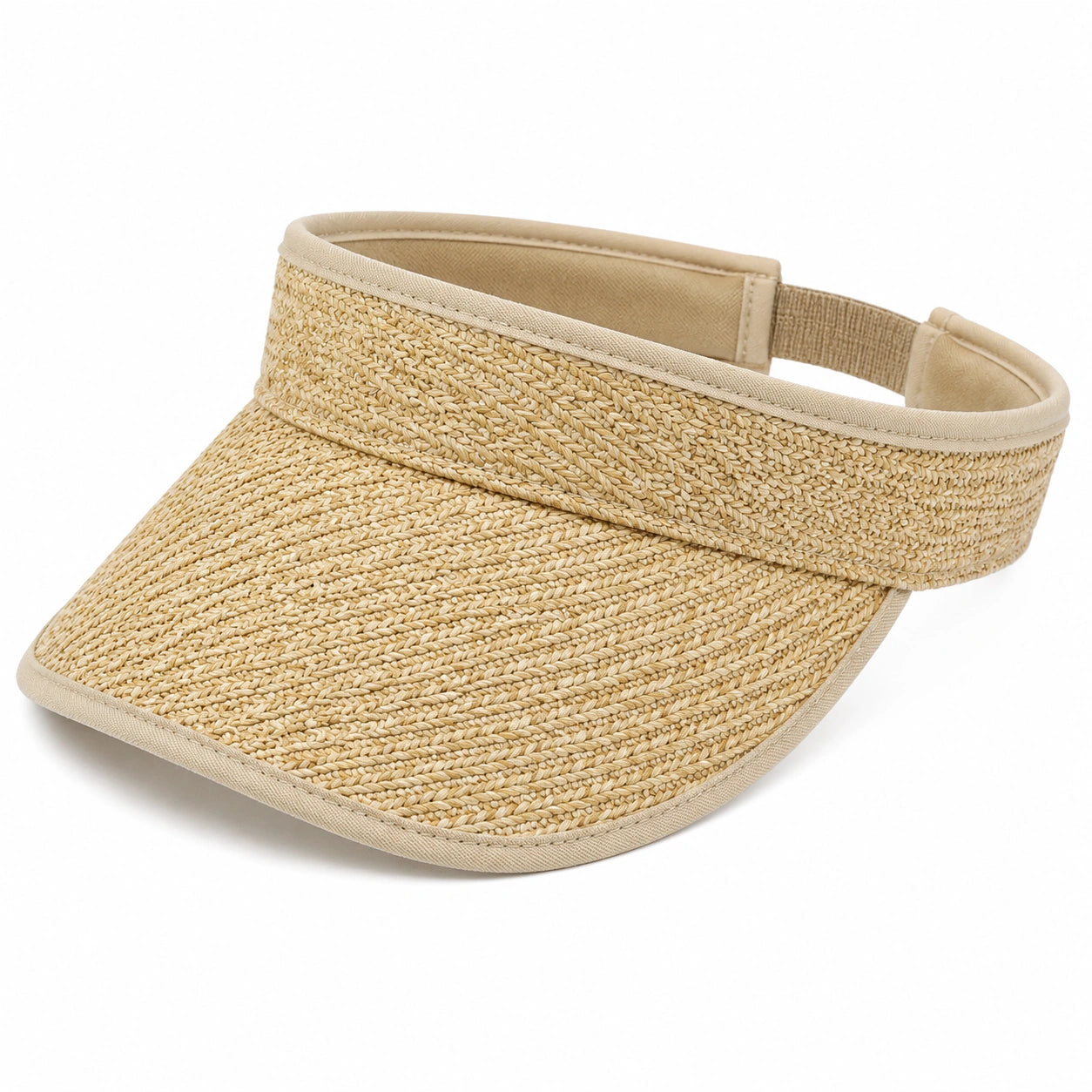 Visiera parasole in paglia sintetica beige - taglia unica regolabile per attività all'aperto